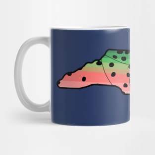 Rainbow Trout Fly Fish North Carolina State Map Fly Fishing Fisherman Gifts Mug